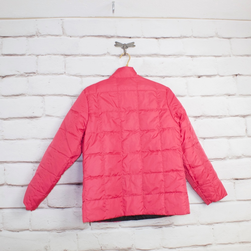 LL BEAN Reversible Pink Black Down Jacket Size M - Picture 5 of 8